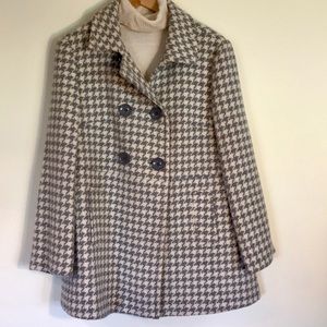 1X button front white/grey houndstooth pant coat